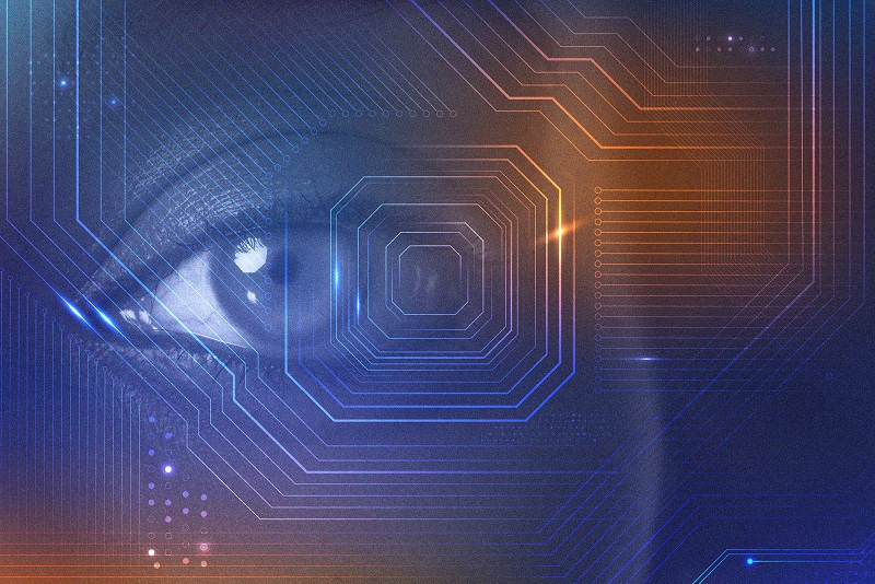 Biometrics digital transformation with futuristic microchip remi