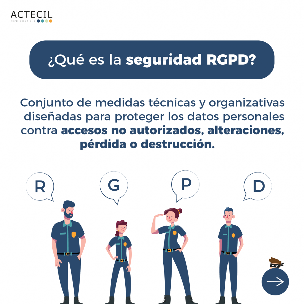 La Seguridad RGPD evita accesos no autorizados, alteración, pérdida o destrucción de datos personales