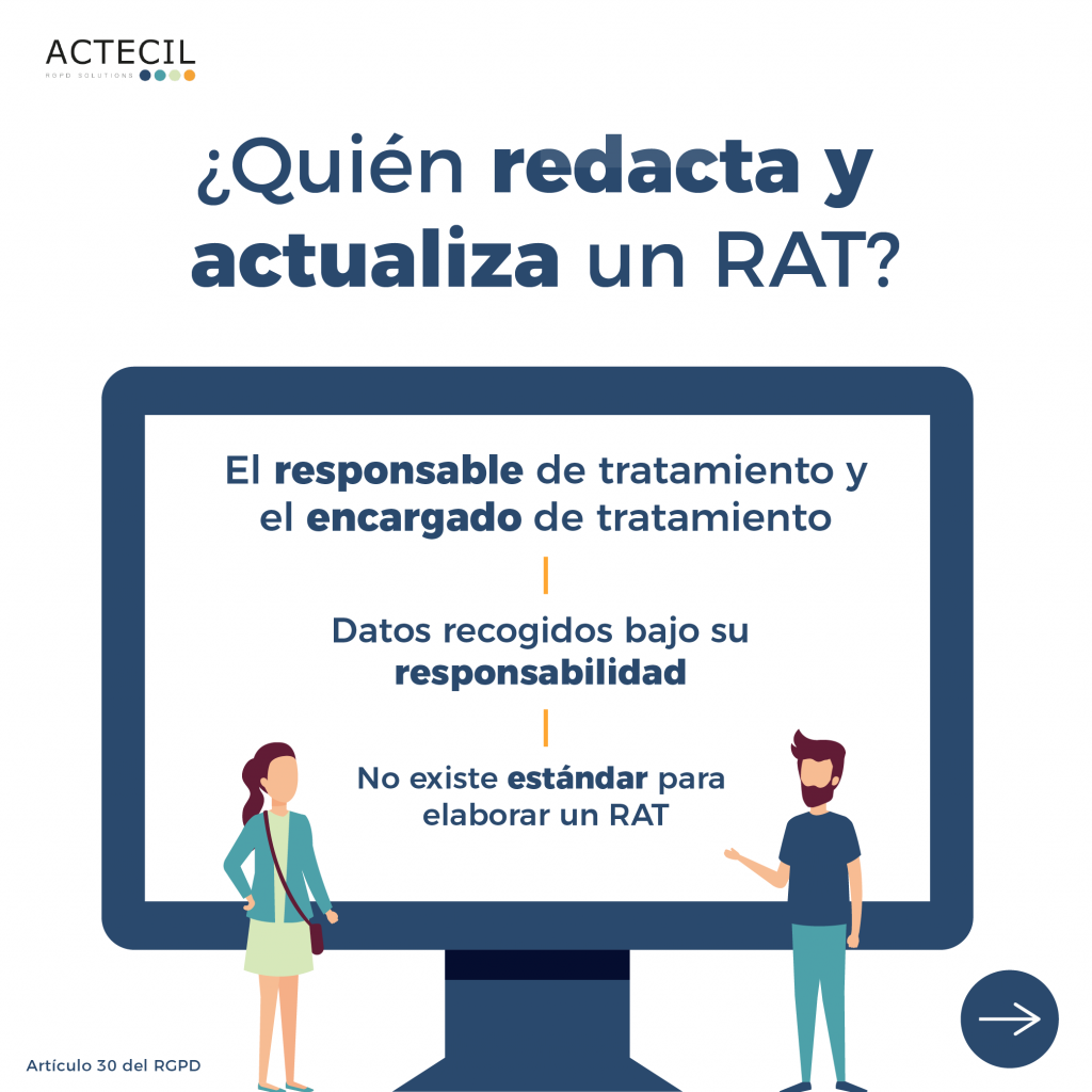 El Registro de Actividades de Tratamiento (RAT) es redactado por el responsable y el encargado de tratamiento