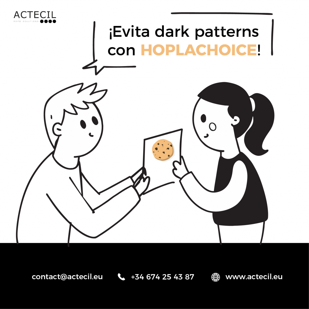 HoplaChoice cumple 100% la ley: no contiene ningún dark pattern.